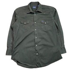 Vintage Wrangle Pearl Snap Button Up Shirt XLT Forest Green
